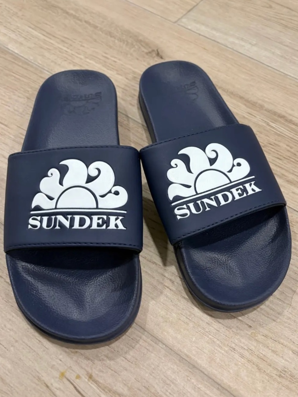 Sundek Unisex Navy Blue Logo Slide Sandals - EU Size 38
